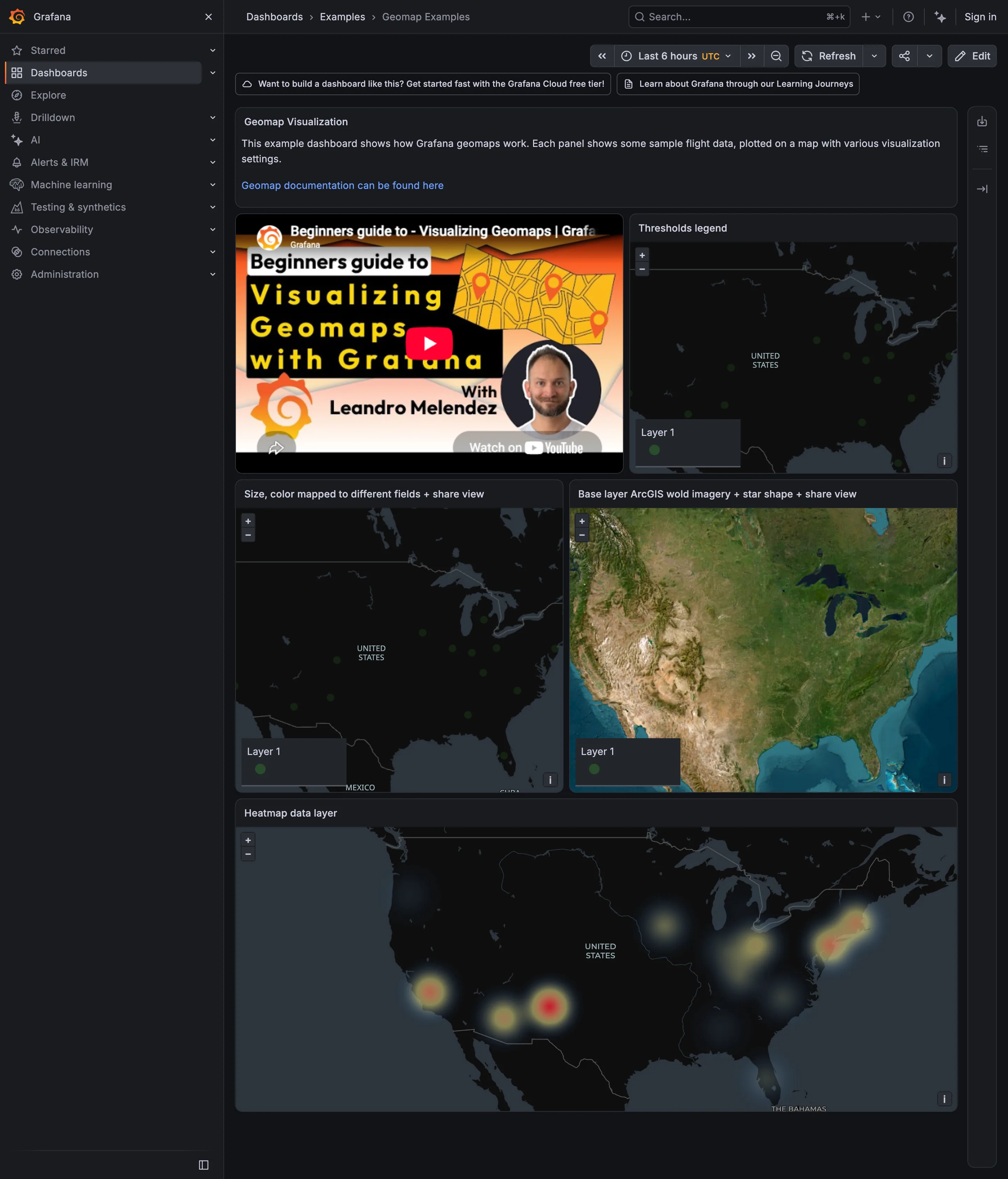 Grafana — Examples / Geomap