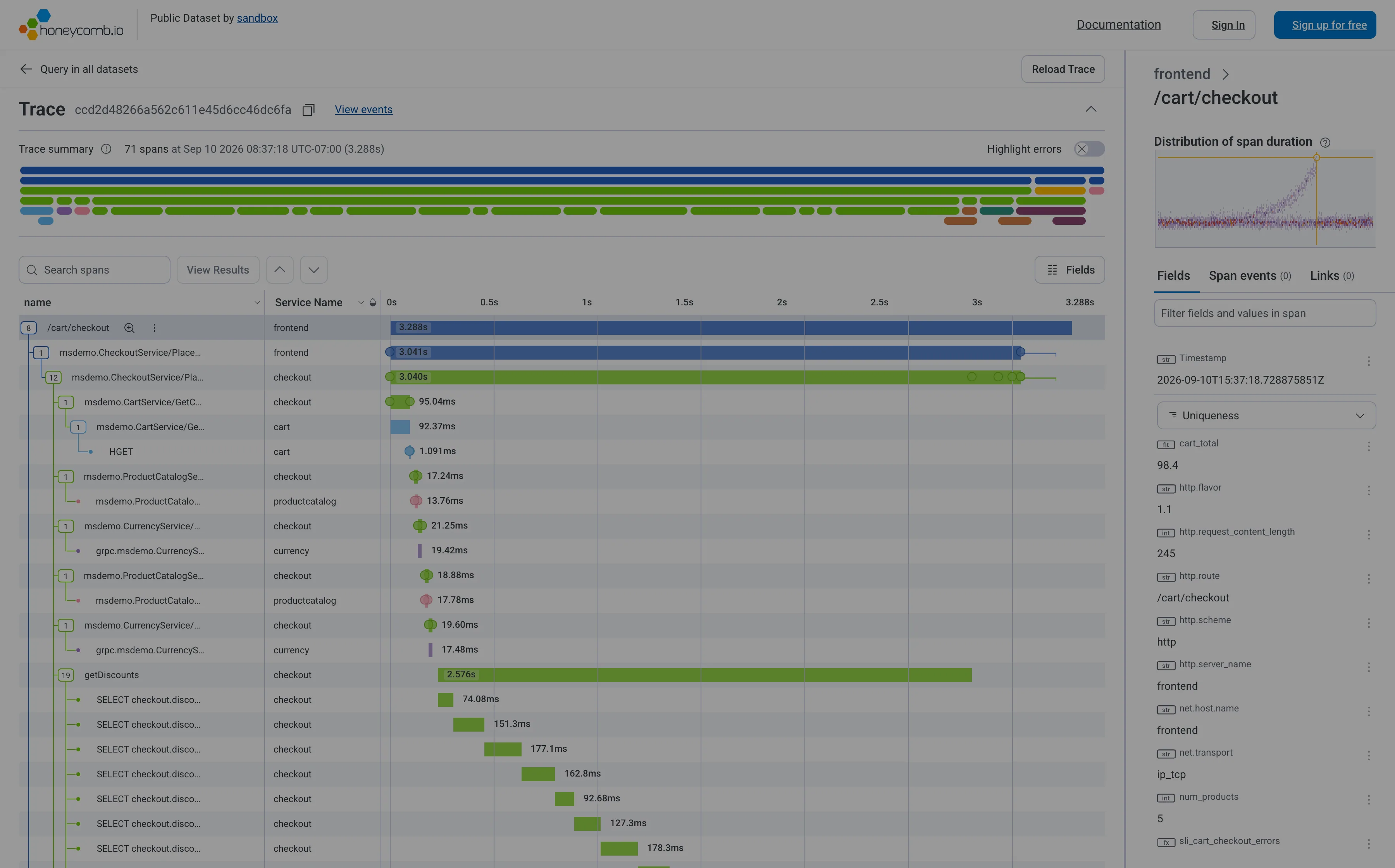 Honeycomb — Trace / cart checkout